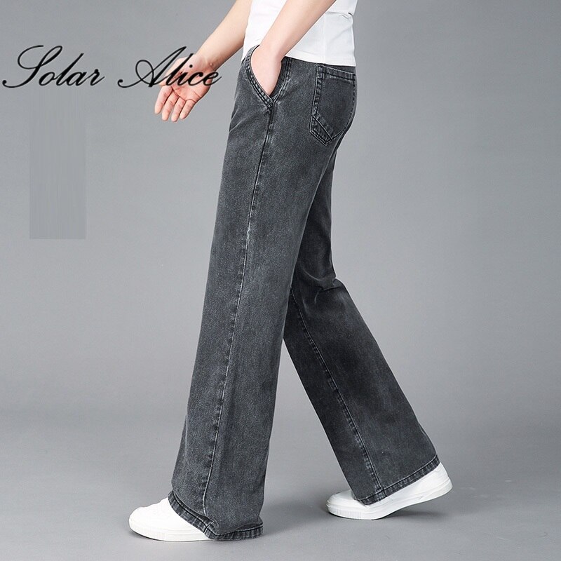 Pantalones vaqueros de pierna ancha para hombre, Jeans grises de , informales de negocios, talla grande, ,