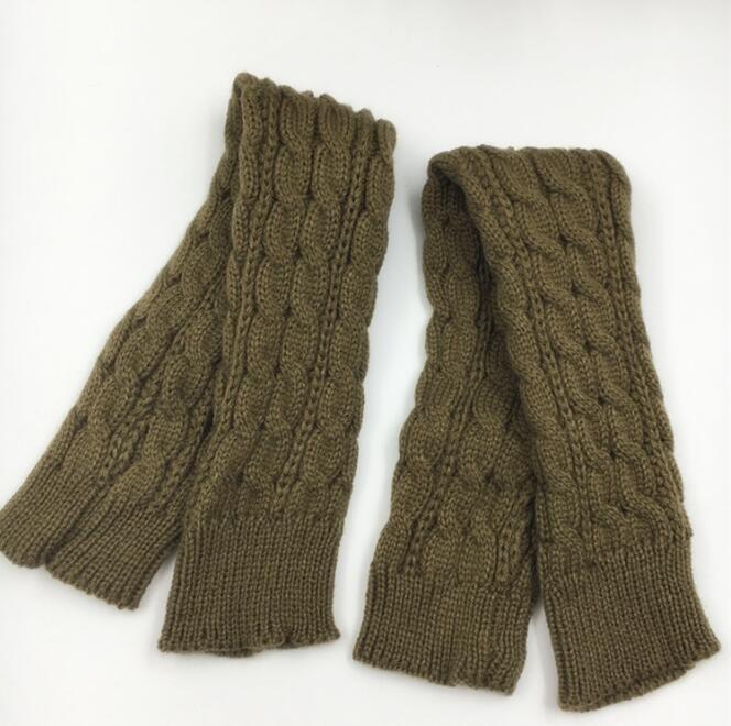 Hampa blommor fingerfria stickade långa handskar kvinnor kvinnliga varma vinter guantes mujer ull armvärmare