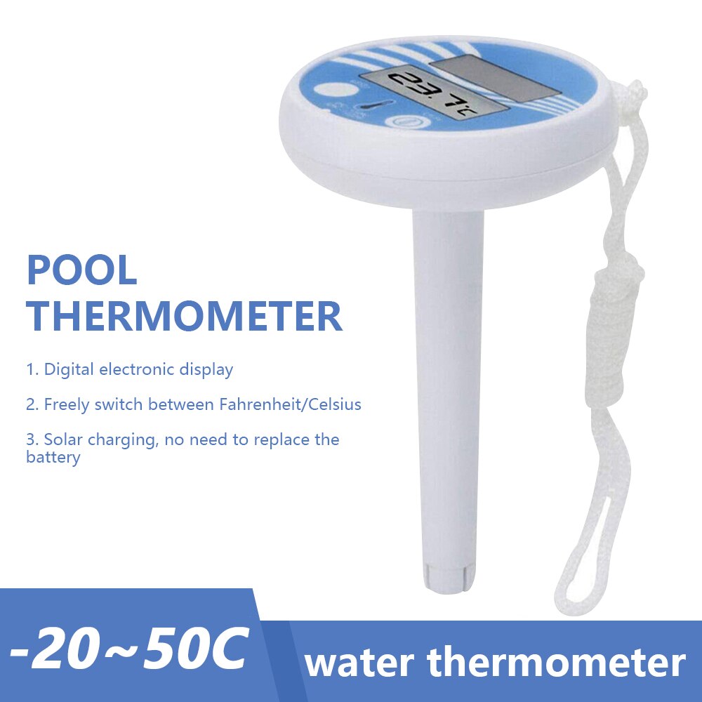 Floating Digital Pool Thermometer Solar Powered Waterproof LCD Pool Thermometer For Swimming Bath Water Spas Tubs