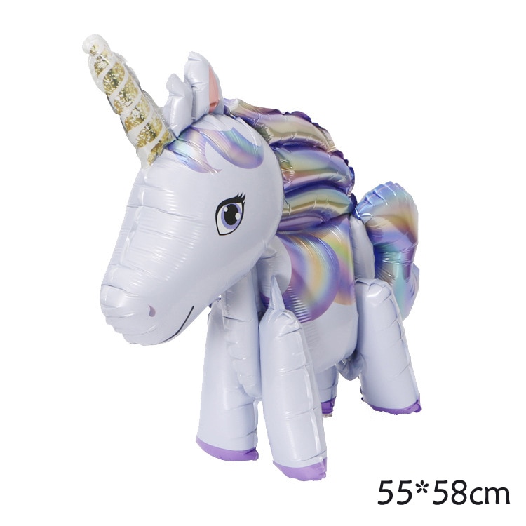 3D dessin animé en aluminium rose licorne feuille ballon enfants fête d'anniversaire décoration ballon bébé douche fournitures garçon fille jouet