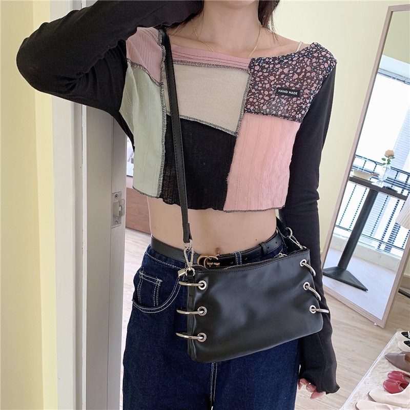 Women Small Shoulder Bags PU Leather Ladies Crossbody Bags Solid Color Cool Girls Circle Purse Handbags