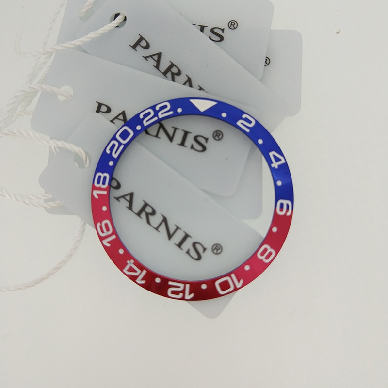 38mm Ceramic Bezel Insert for 40mm GMT Watch Oiginal aluminum Red &amp; Black Bezel Insert for Parnis Automatic Watch PA2105