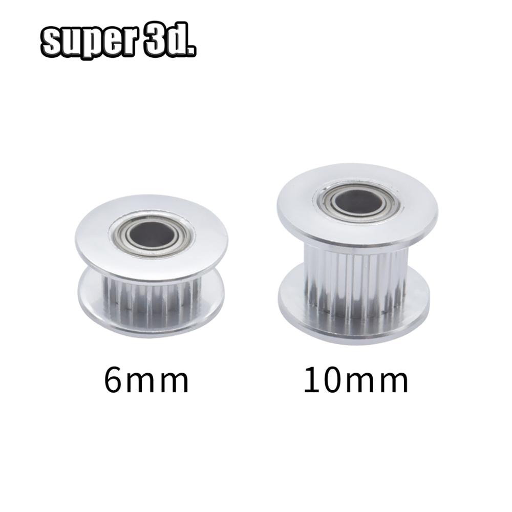 3D Printer G2T Idler Timing Pulley 16 20 Teeth / No Teech Passive Synchronous Wheel Bore 3mm 5mm Timing Pulley Width 6mm 10mm