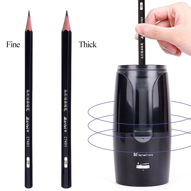 Tenwin Elektrische Bleistift Spitzer Automatische Mechanische Bleistift Spitzer Dicken/Feine Feder/Spitze Einstellbar Schüler Skizze Zeichnung 8028