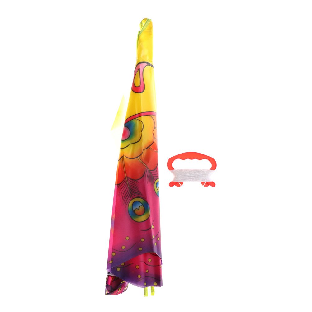 Foldable Outdoor Children's Kite Stunt Kite Surf With 60M Control Bar And Line Nylon Rainbow Butterfly Kite Random Color 90*55cm