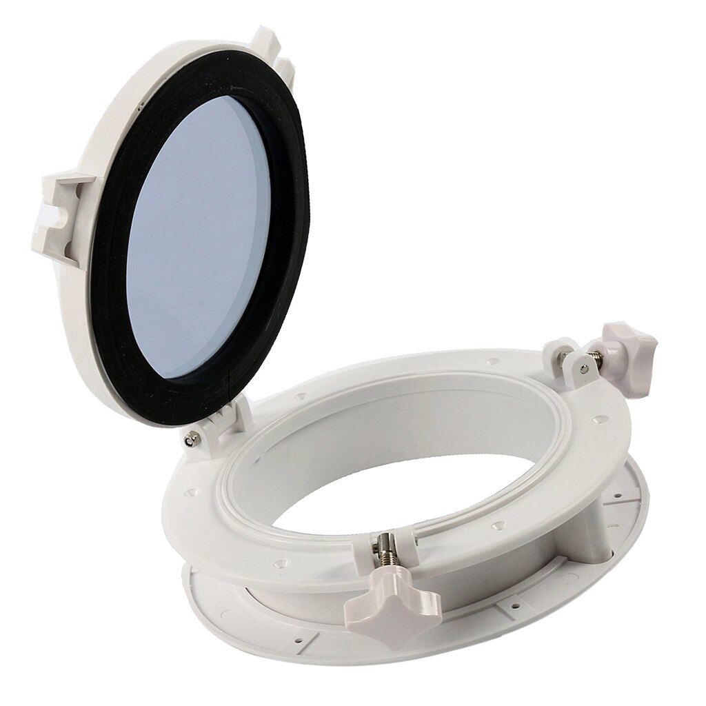 Rund form skipet vindu åpning port hull - maritim nautisk hjem dekor  -8-1/2 tommer 150mm -  hvit