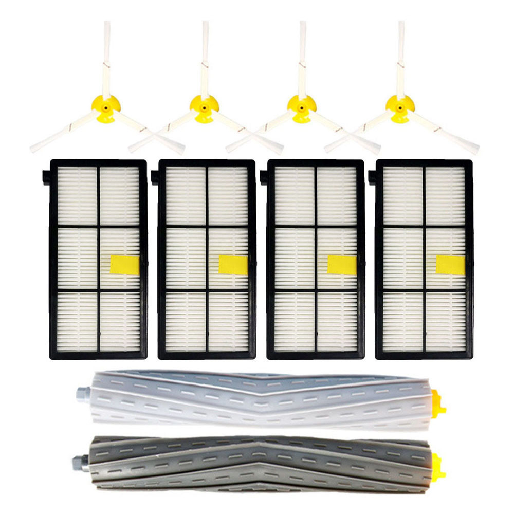 Caja de polvo filtro Hepa cepillos laterales principales para iRobot Roomba 800 805 806 850 860 864 865 866 870 871 875 880 885 960 964 966 970 975: Gris claro