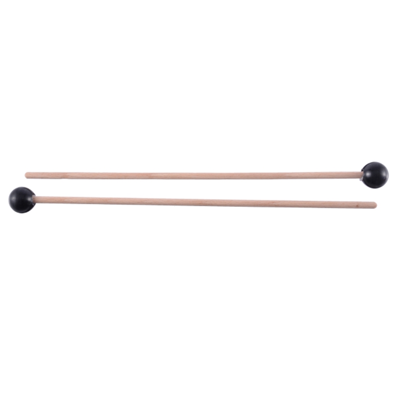 2 stuks zachte rubberen stokjes met houten handvat, geschikt voor klokkenspel, xylofoon en andere muziekinstrumenten zoals de glockenspiel, xylofoon en klokkenspel.: Zwart