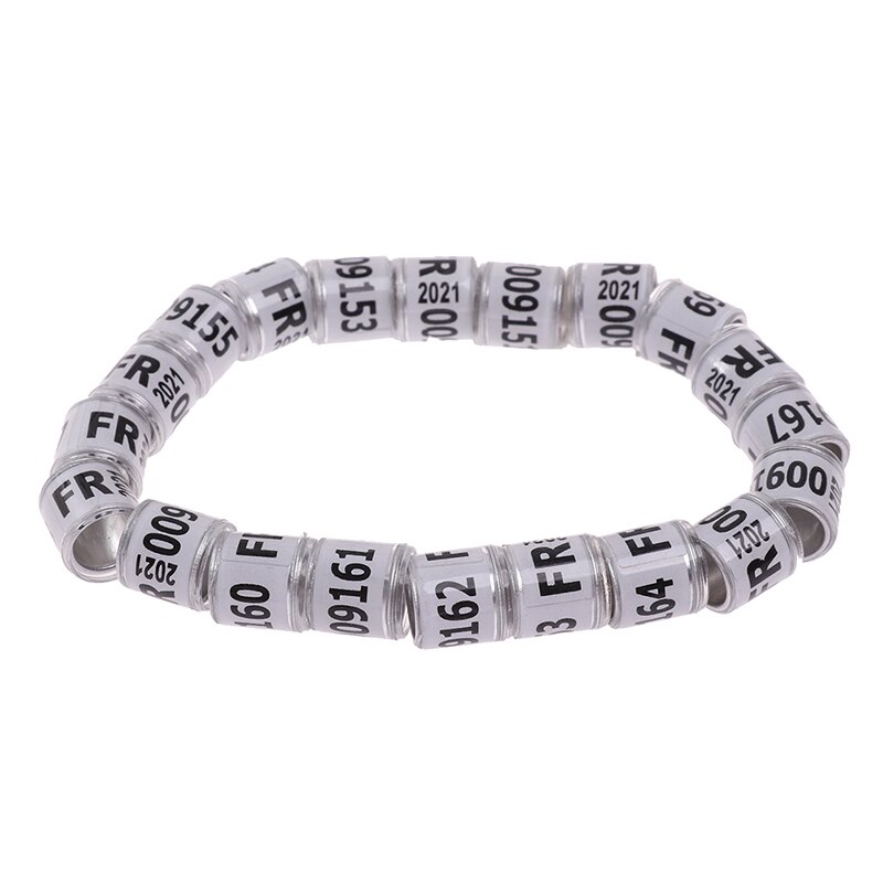 20 Stuks Multicolor Duif Voetring Met Woord Oorbellen Duurzaam Vogel Ring Duif Voetring Vogel Gereedschap: WHITE