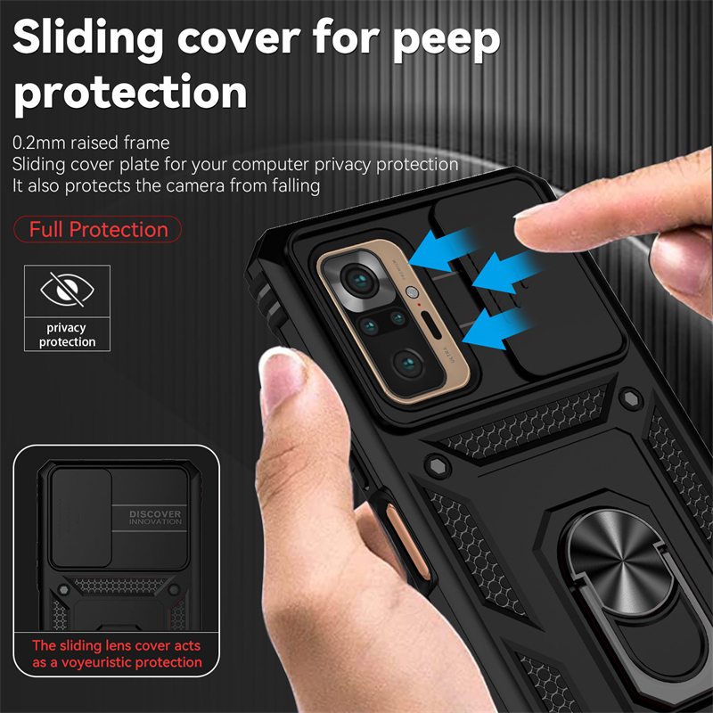 Voor Xiaomi Redmi Note 10 Pro Case Cover Redmi Note 10 Pro Capa Slide Camera Lens Schokbestendige Ring Houder Fundas Redmi Note 10 Pro