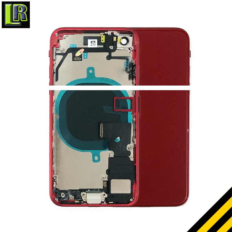 Bagside fuldt hus til iphone 8 8 plus plus bagside batteridæksel dør midterramme chassis + glas med flex kabel dele samling