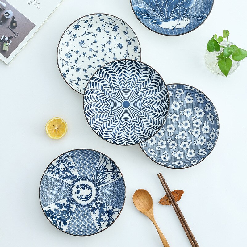 Plates Set Ceramic Tableware Dish Deep Dish Home Dinnerware Retro Dinner Plates And Dishes Chinese Style Porcelain Dinner Sets