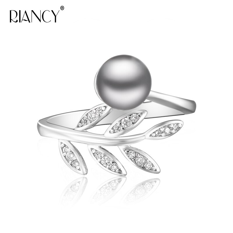 Moda anel de Pérola Natural de Água Doce branco preto cinza Deixa anel para as mulheres de Casamento/Presente Do Partido: gray pearl ring