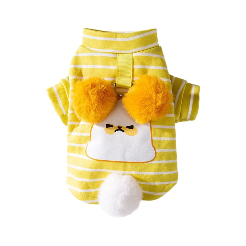 Autumn Winter Dog Plush Ears Dog Striped Dogs Hoodie Cat Small and Medium Sized Dogs Cute Pet Clothes Puppy Clothes