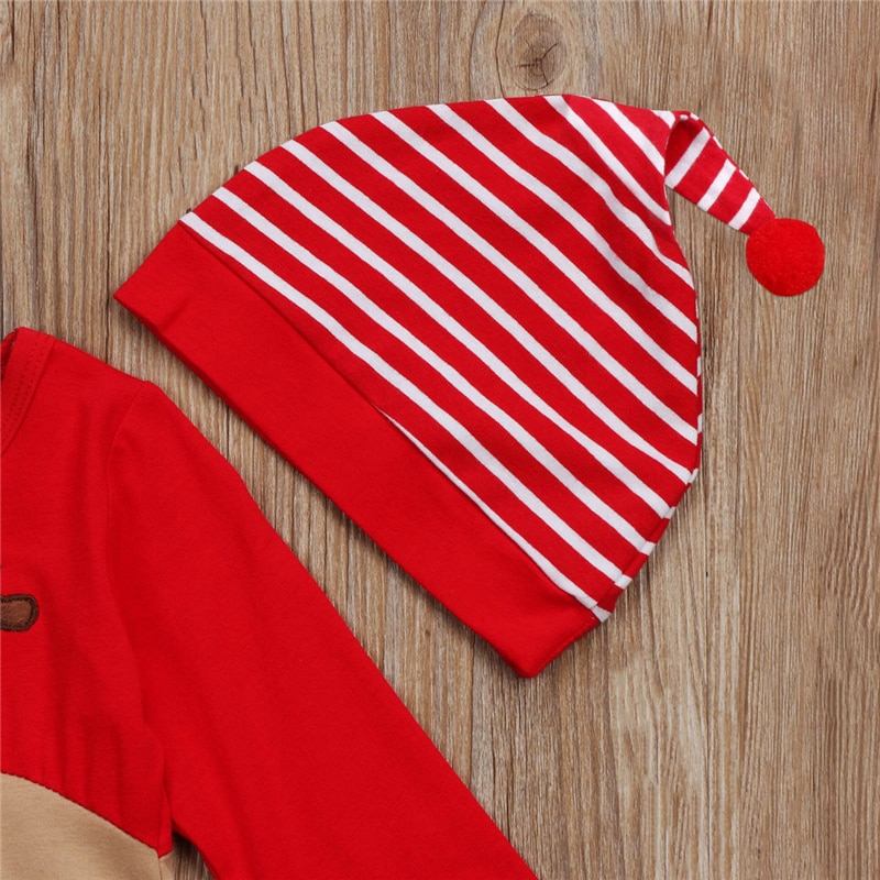 Appena nato Del bambino Della Ragazza Dei Ragazzi Di Natale corpo e Pagliaccetti Manica Lunga Cervo modello di Natale Del Pagliaccetto Della Tuta Degli Indumenti Da Notte Del Partito Del costume Vestiti Del bambino 2pz