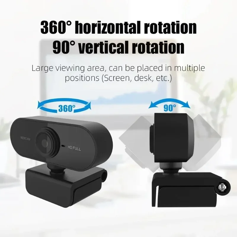 Webcam  hd 1080p completa - usb com microfone, flexível e giratória, para laptops, desktops e ensino online.
