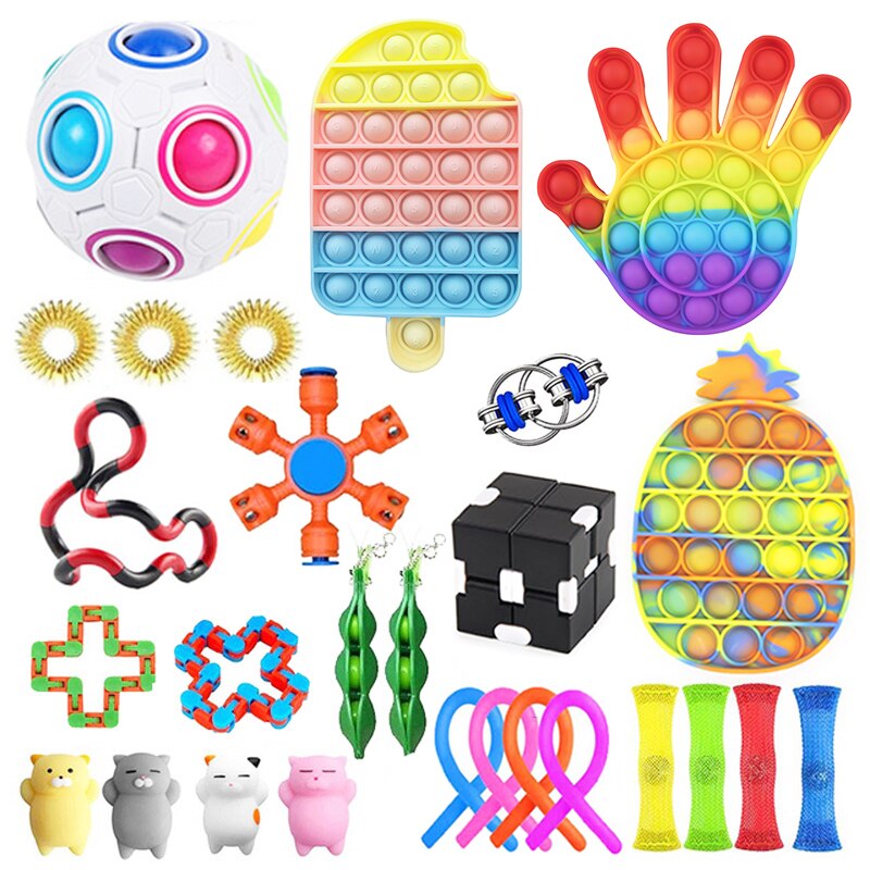 Fidget Toys Sensory Anti Stress Toy Set Figet Antistress Relief Autism Anxiety Bubble for Kids Adults: K