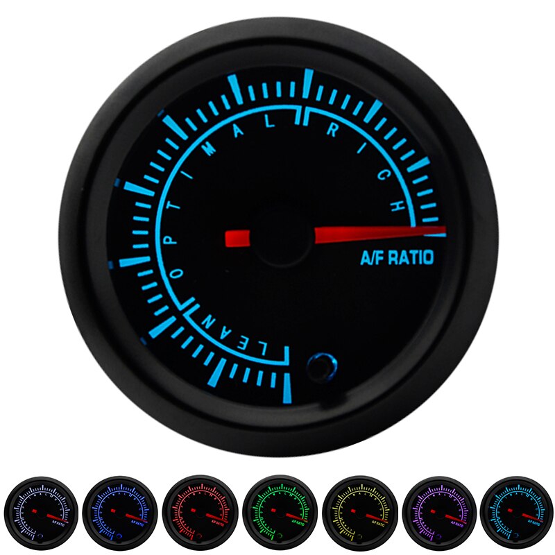 2" 52mm 7 Farben LED Schub/Wassertemperatur/Öltemperatur/Öldruck/Voltmeter/Luftkraftstoffverhältnis/ETT/Tachometer U/min Autoanzeige + Messgerät Hülsen: Braun