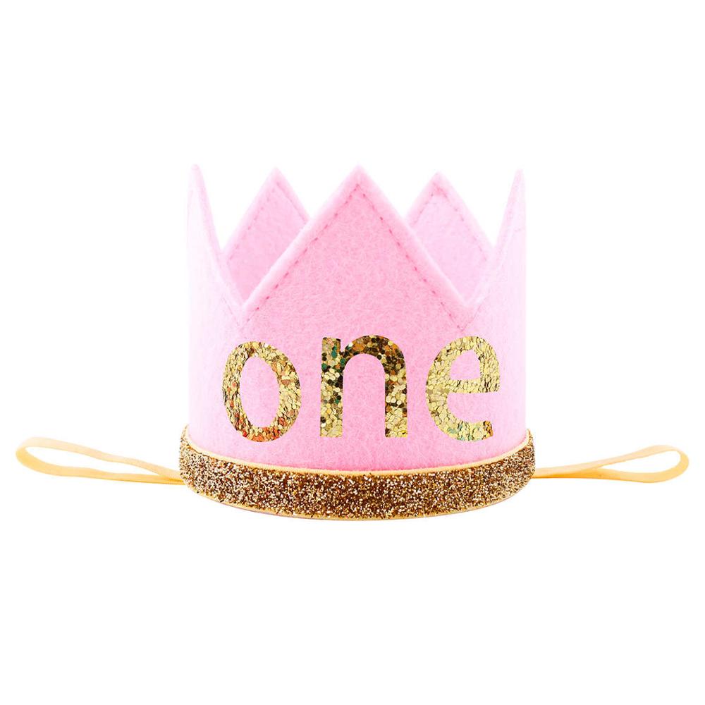 Priness Crown Number 1st 2 3Year Old Party Hat Glitter Birthday Headband Boy Blue Silver First Birthday Hat Girl Gold Pink: rose red