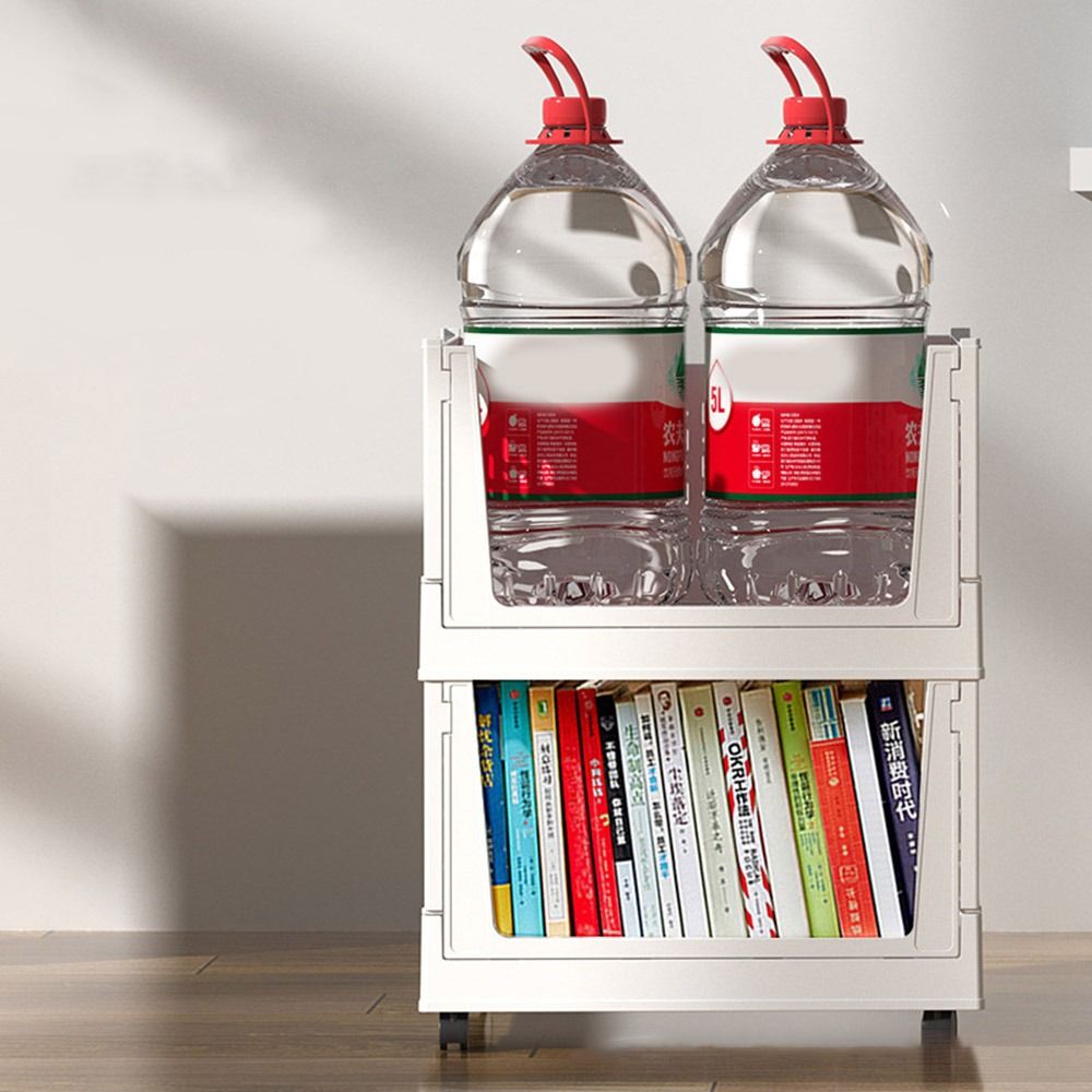 Opvouwbare plastic opbergdoos, stapelbare opbergmand met grote capaciteit, boekenmand met wielen, ruimtebesparende opbergmand op wielen voor op kantoor.