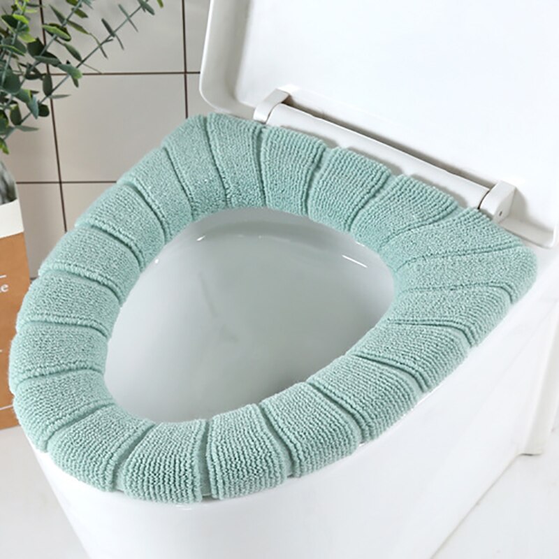 1 stk tykkere varmt græskar mønster toiletsæde låg rund form ren farve strik toilet sæde betræk til toilet badeværelse tilbehør