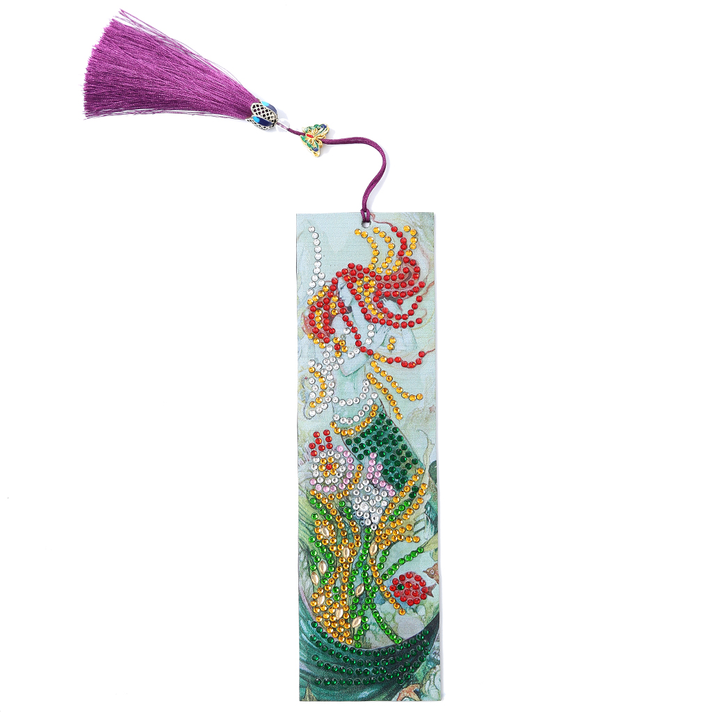 DIY Special Shaped Diamond Painting Leather Bookmark Tassel Book Marks Book Page Mark for Books Christmas Animal, Flower