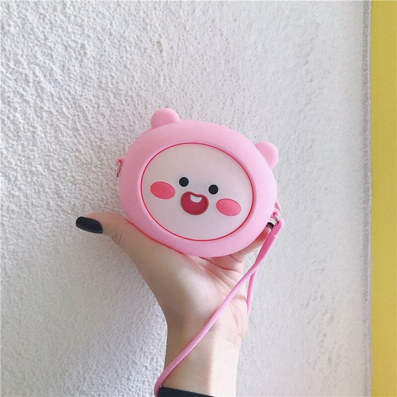 Cartoon Round Purse Cute Mini Female Student Clutch Bag Waterproof Silicone Pendant Coin Bag with Strap Mini Pouch: 42057