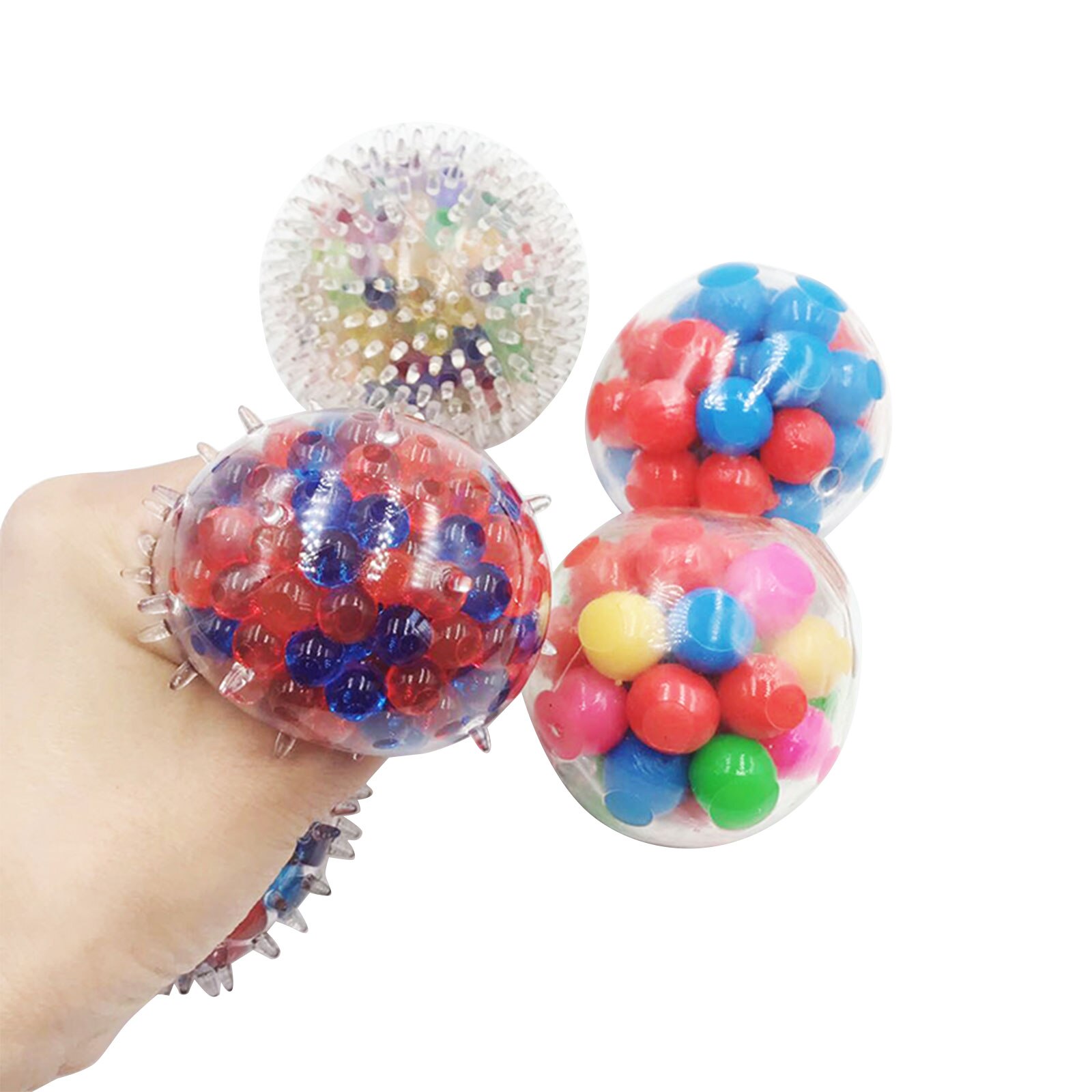 Squeeze Ball Toy DNA Colorful Beads Relieve Stress Hand Exercise Tool for Kids / Adults Random Color