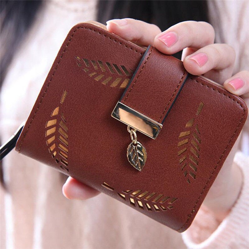 Stijlvolle Vrouwen Meisjes Lederen Portemonnee Kaarthouder Portemonnee Clutch Kleine Handtas: Bruin