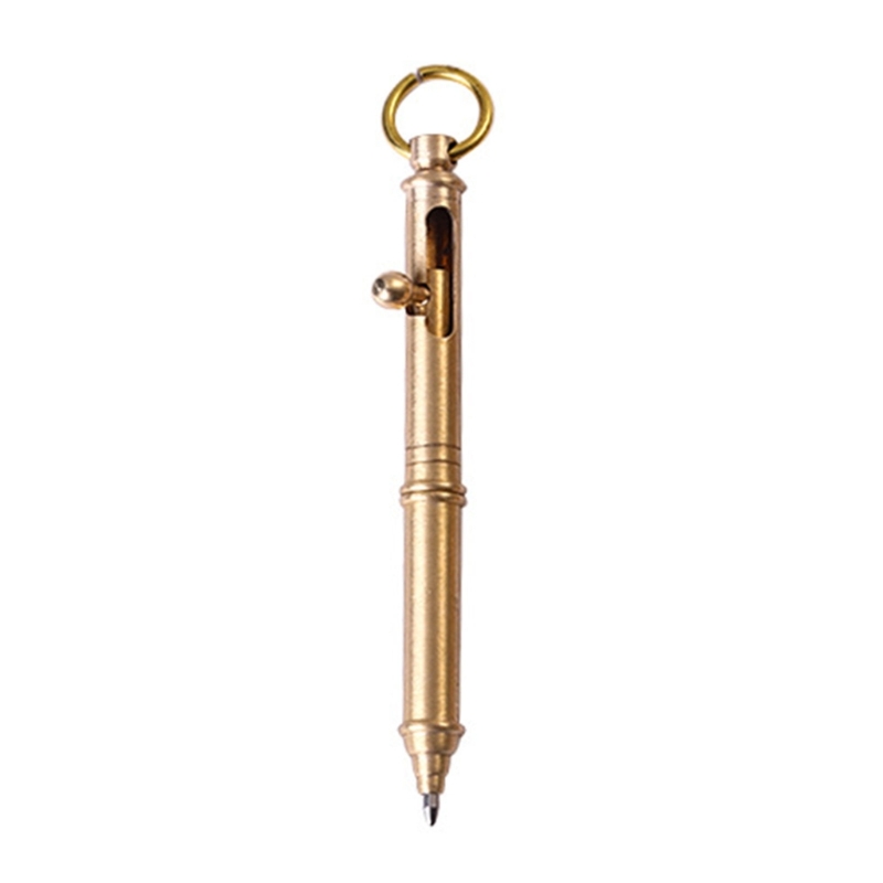 Stylo à bille en laiton à action de 2,2 avec anneau en métal, stylo de signature de bureau lisse pour écrire au quotidien: Default Title