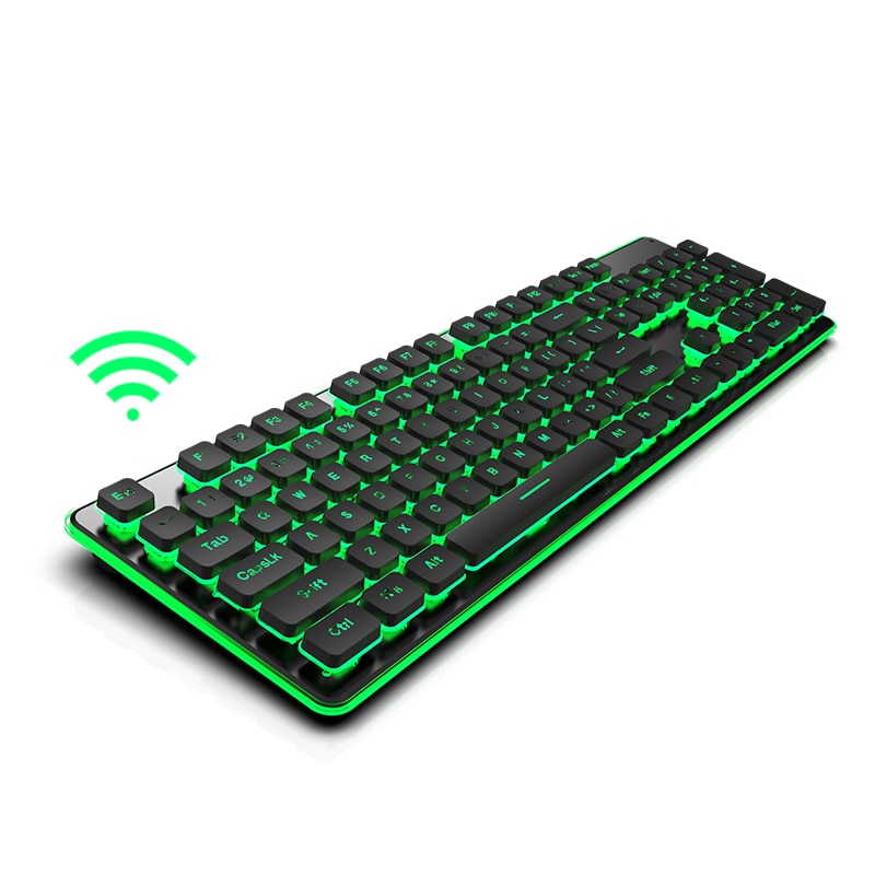 Gaming Wireless Keyboard 2.4G Mini Charging Backlit Keyboard Black/white for Laptop Desktop PC Rechargeable Lithium Battery: Black