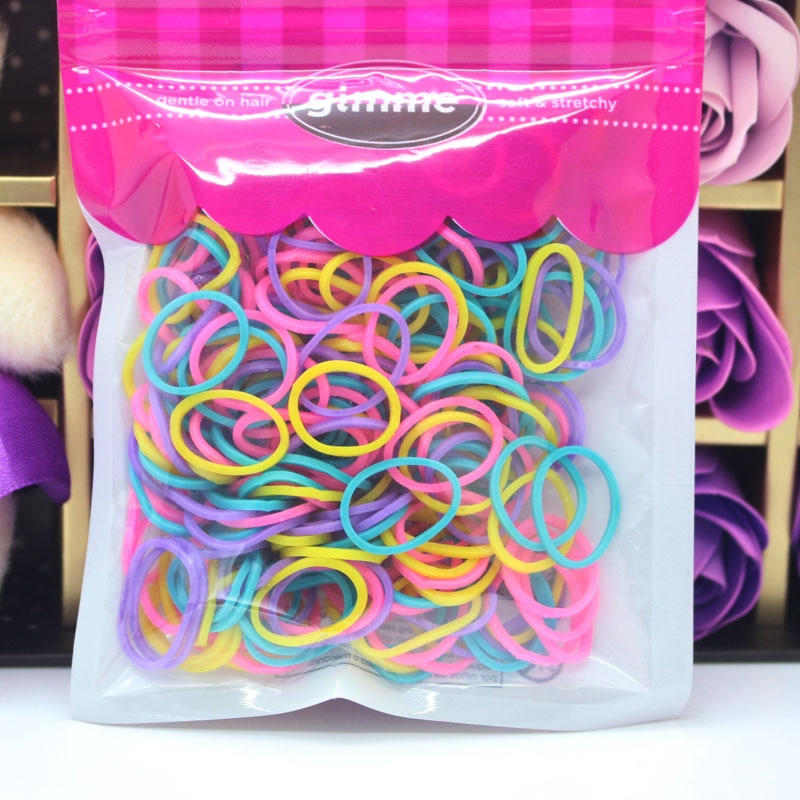 400 Pcs/lot hair elastic bands colorful/black TPR material one-off rubber bands for women girls braid headwear