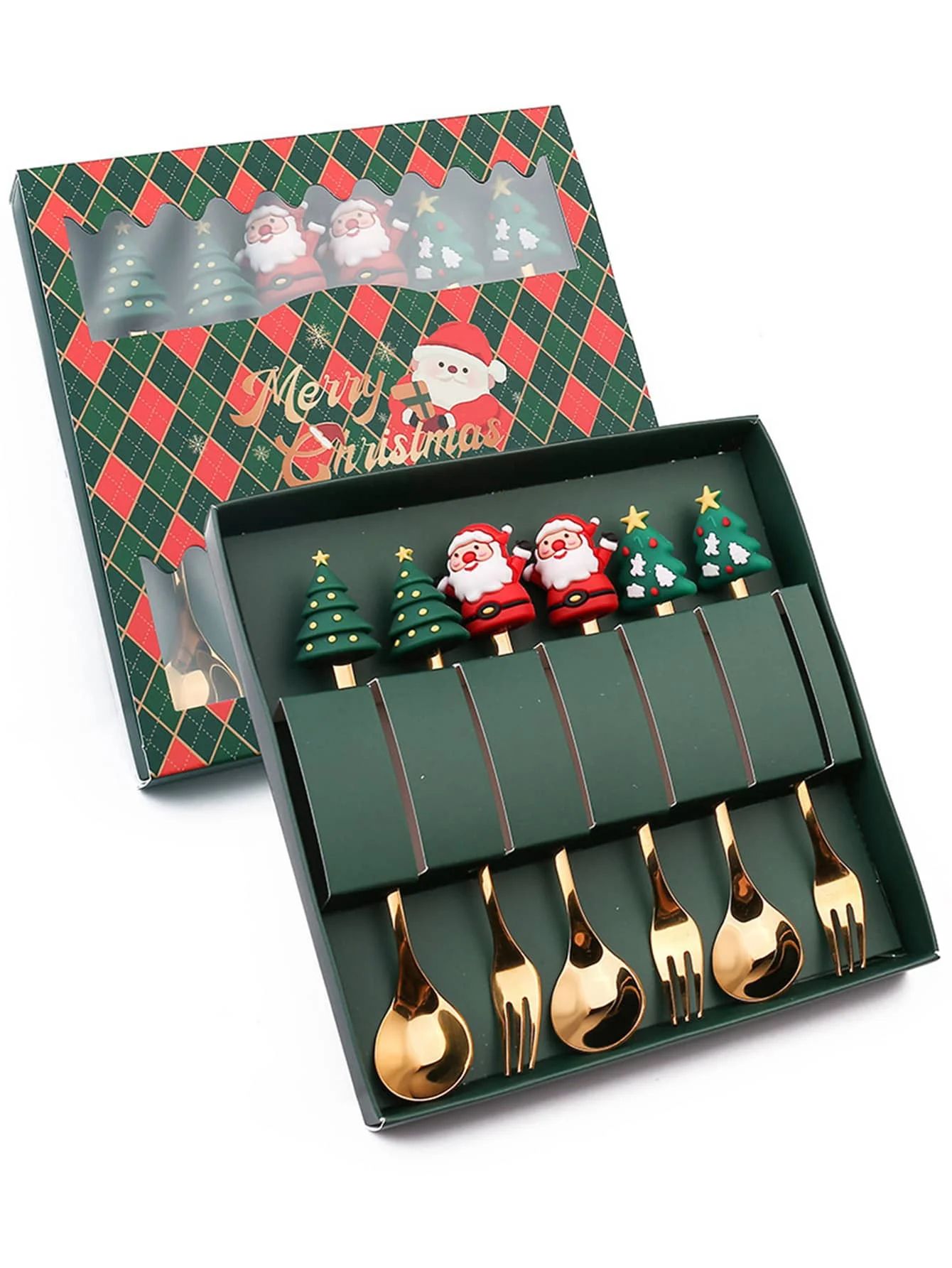 2/4/6 Stuks Kerst Vork En Lepel Set, Roestvrij Staal Creatief Servies, koffie Thee Dessert Vorken En Lepels Set: Paars