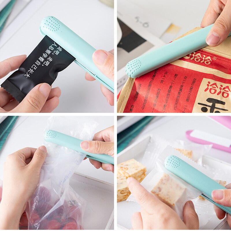 Sellador al vacío de alimentos , pinzas para bolsas portátiles, Mini máquina de sellado térmico, sellador de plástico por impulso