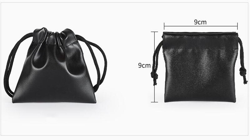 1pc PU Leather Soft Headphone Drawstring Bags Headset Earphone Data Cable Waterproof Storage String Bag Pouch: 9X9cm 1pc