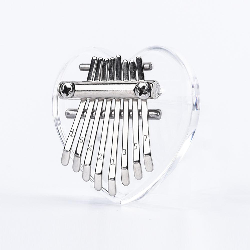 8 Key Mini Kalimba Musical Instrument Beginner Finger Piano Crystal Mbira Calimba Portable Percussion Keyboard with Package Box: Heart