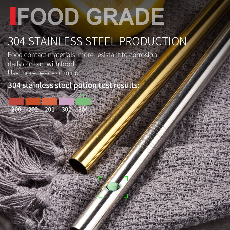 Genanvendelige metalsugerør 4/8 stk 304 rustfrit stål robust bukket lige sugerør