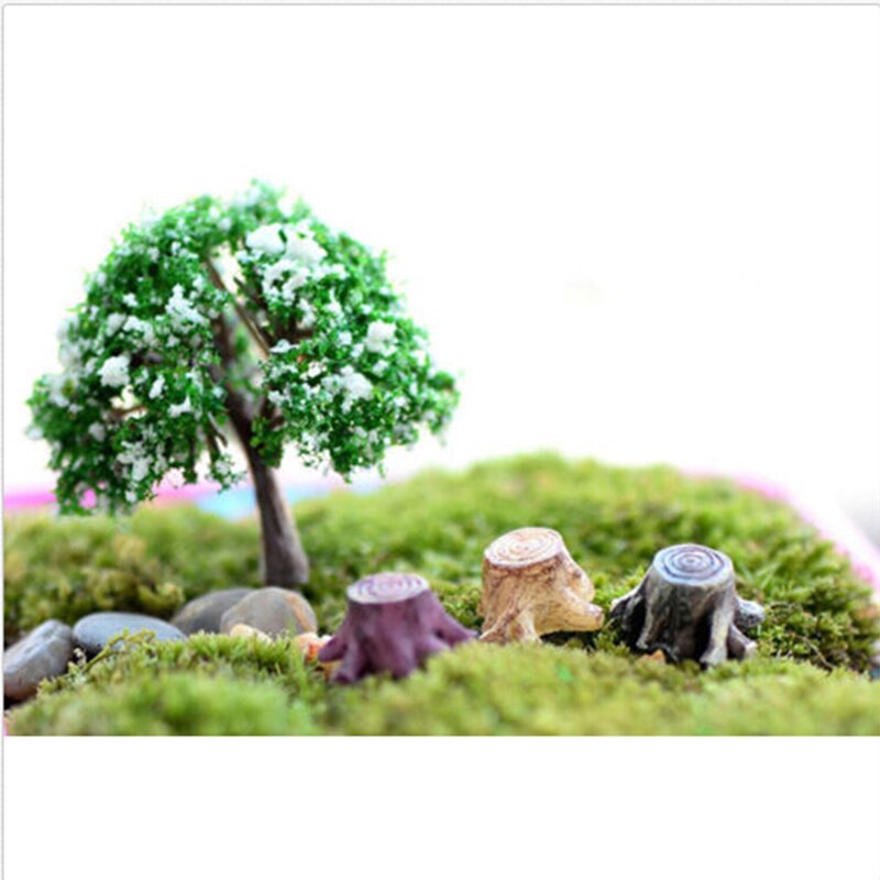 1pcs Cute Tree Stump Micro Landscape Stakes Seat Garden Decoration Resin Miniatures For Mini Garden DIY Plant Ornaments