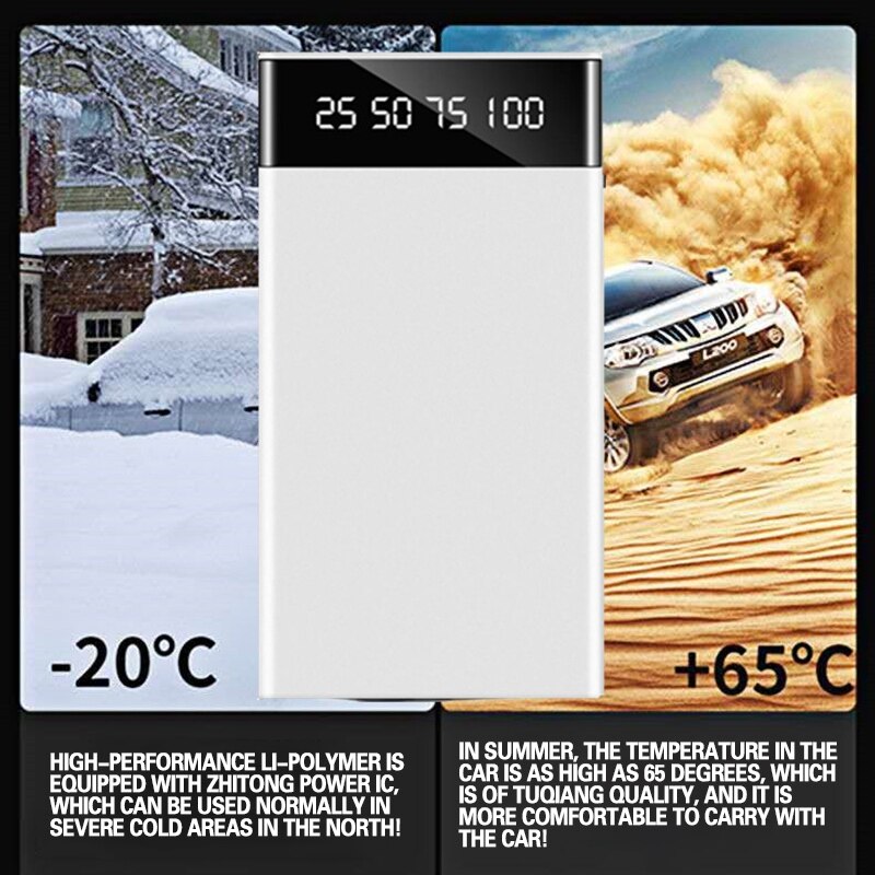 Car battery converter portable mini ultra-thin car jump starter mobile power 12V 10000mAh engine battery charger booster