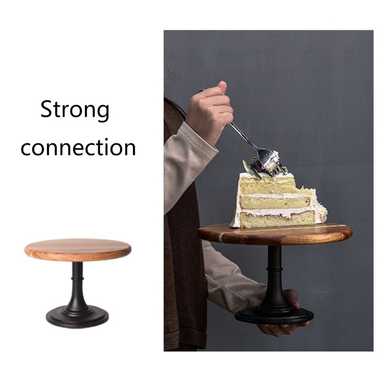 449C Tall Solid Wood Cake Pan Round Pedestal Dessert Table Tray Stand Holder Cupcake