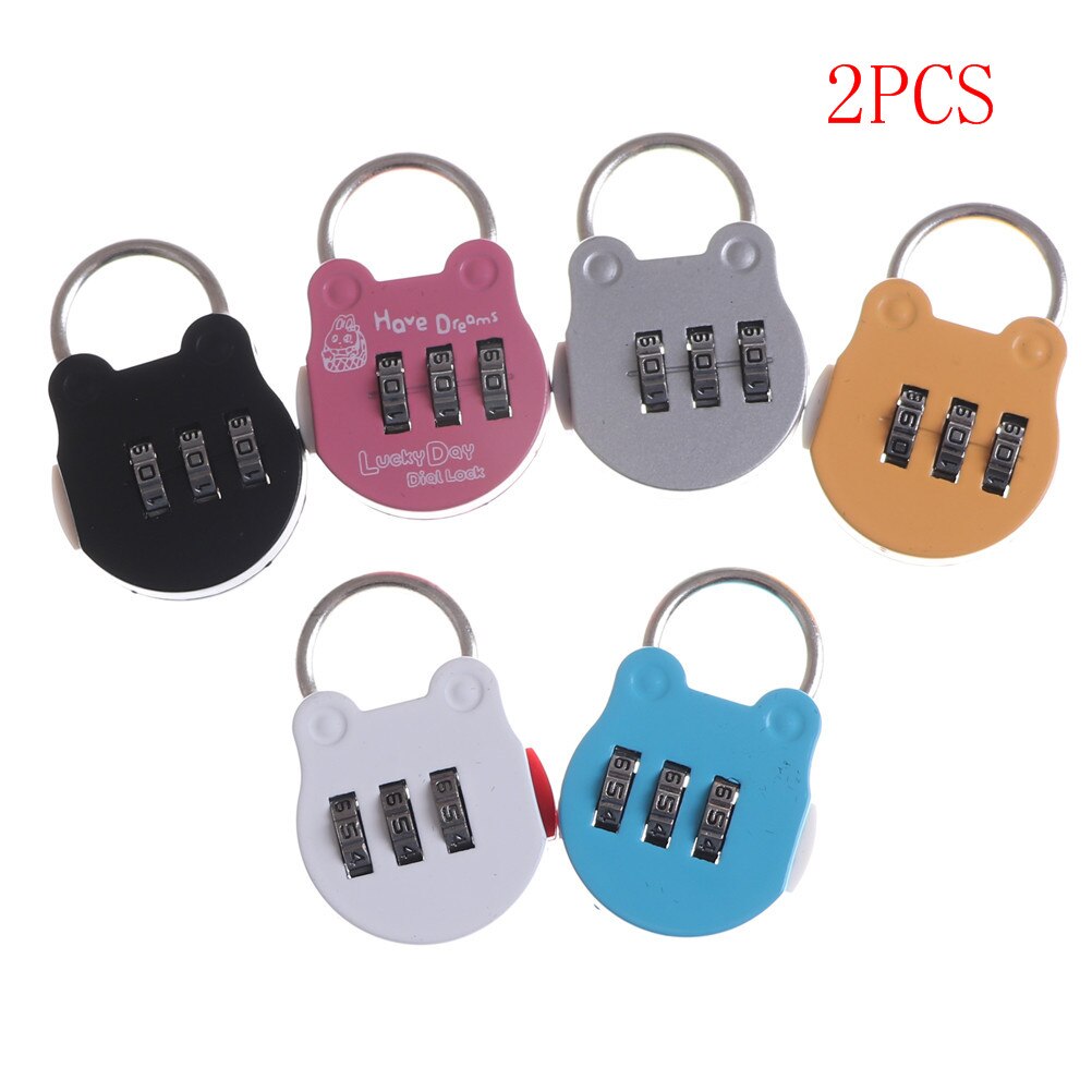 2pcs/lotRandom Color Cartoon Mini Digital Lock Mini Digital Password Padlock Luggage Gym Lock