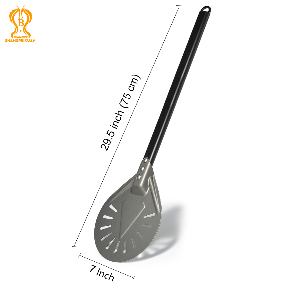 Pala para Pizza perforada, herramienta redonda corta con mango de madera antideslizante, pala para Pizza pequeña, 6, 8, 9 pulgadas: Rosa