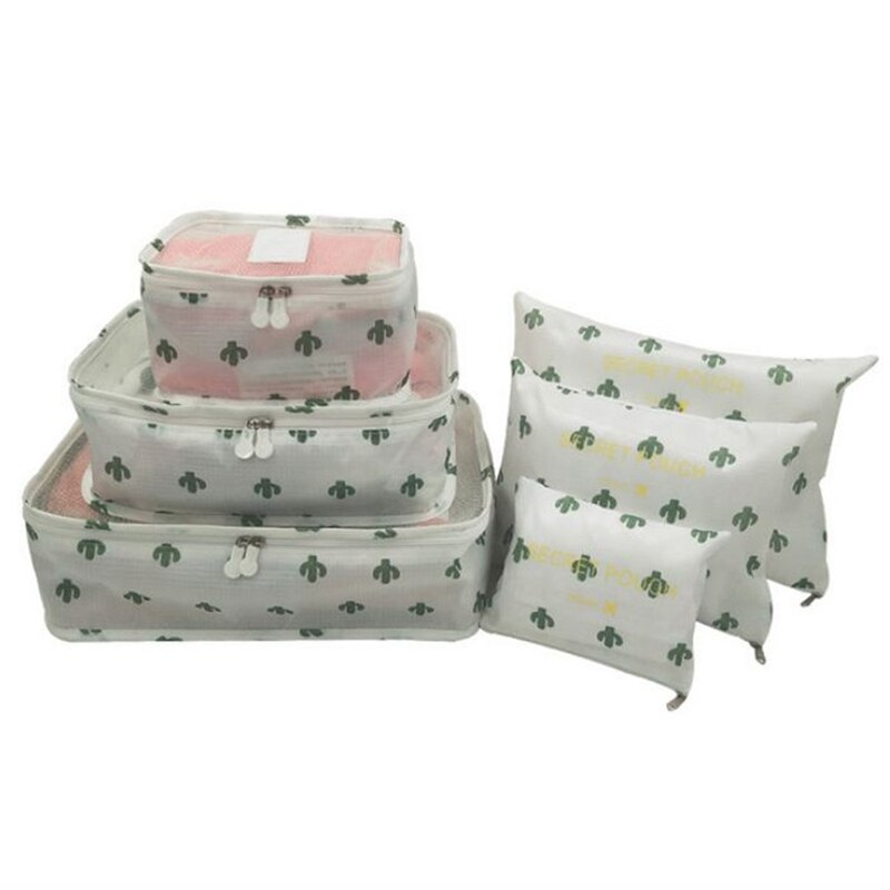 6 stücke Reise Lagerung Tasche Wasserdichte Kleidung Verpackung Cube Gepäck Organizer Set: WHITE