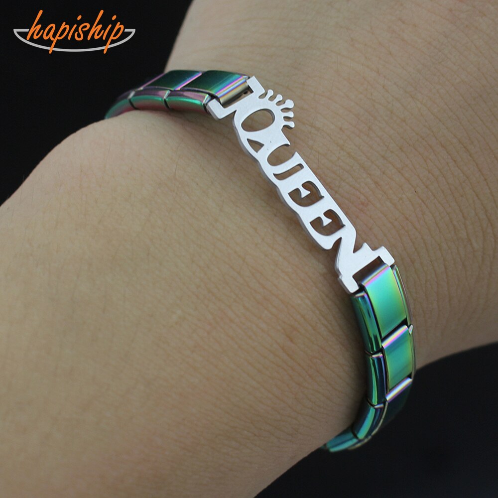 Hapiship 2018 Monili delle Donne di Modo regina di Fascino in Acciaio Inox 7 di colore 9 millimetri Braccialetto Del Braccialetto per Le Donne Della Ragazza Moglie gioielli G081