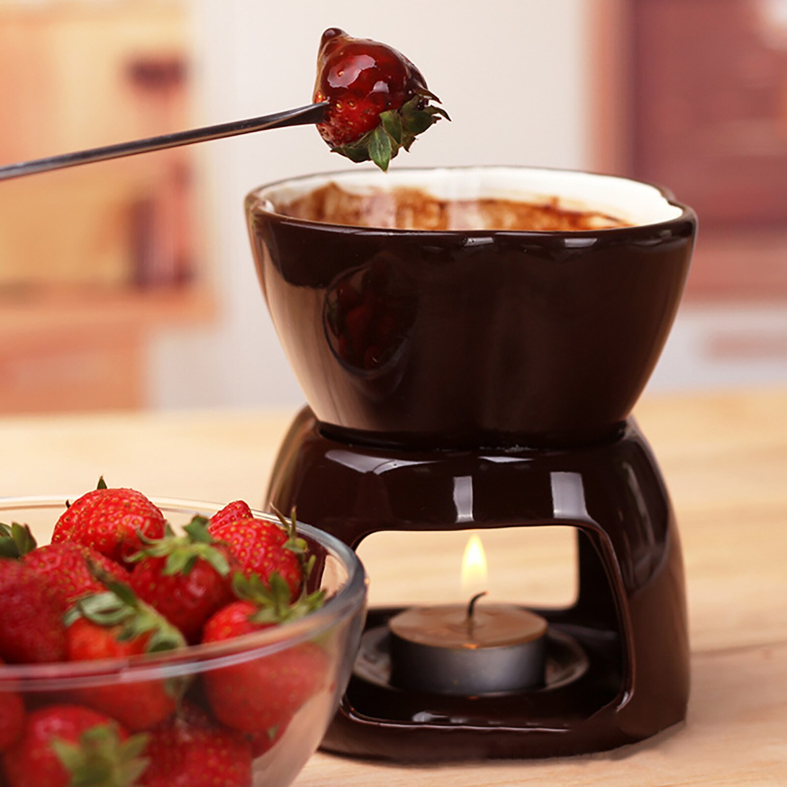 Keramische Chocolade Fondue Pot Chocolade Fondue Pot Met Theelichtje Kaarsen Voor Kaas Chocolade Icecream