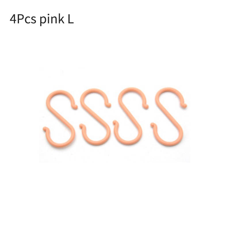 S Shape Kitchen Hooks 4Pcs/8Pcs Baby Stroller Hanger Plastic Clothing Rack Portable Durable Home Organizer Multi-purpose: 4Pcs pink L