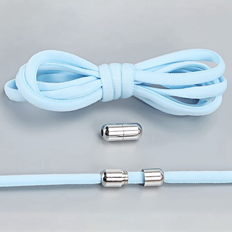 Elastische veters zonder strik, halve cirkelvormige veters voor kinderen en volwassenen, sneakers, snelle, luie veters met metalen slot, veters: Bl