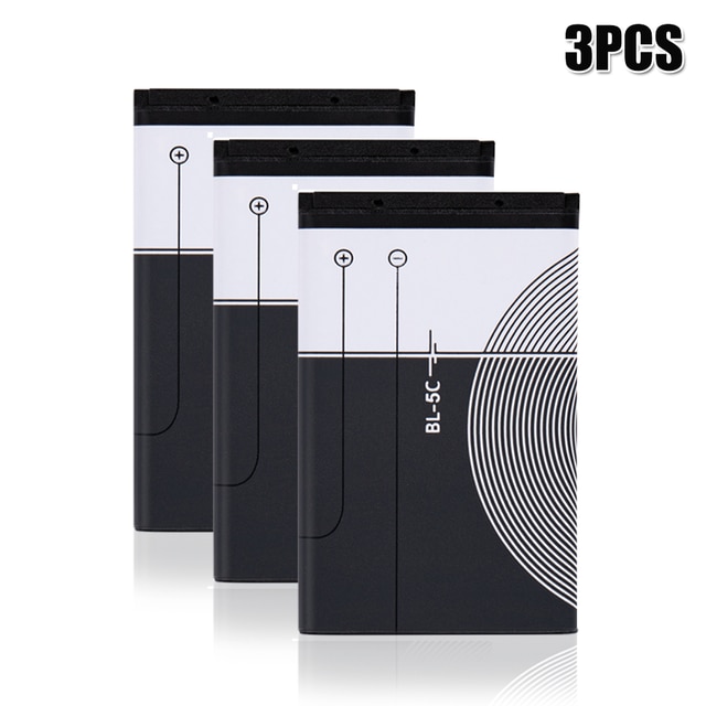 Batteria del telefono ai polimeri di litio BL5C BL-5C BL 5C 3.7V per Nokia 1100 1110 1200 1208 1280 1600 2600 2700 3100 3110 5130 6230 n70: 3pezzi