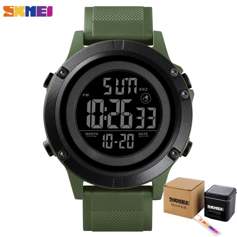 Skmei herr digital klocka 2 tid vattentät sport armbandsur herr date week väckarklocka elektronisk herrklocka montre homme 1508: Armygreenblackbox
