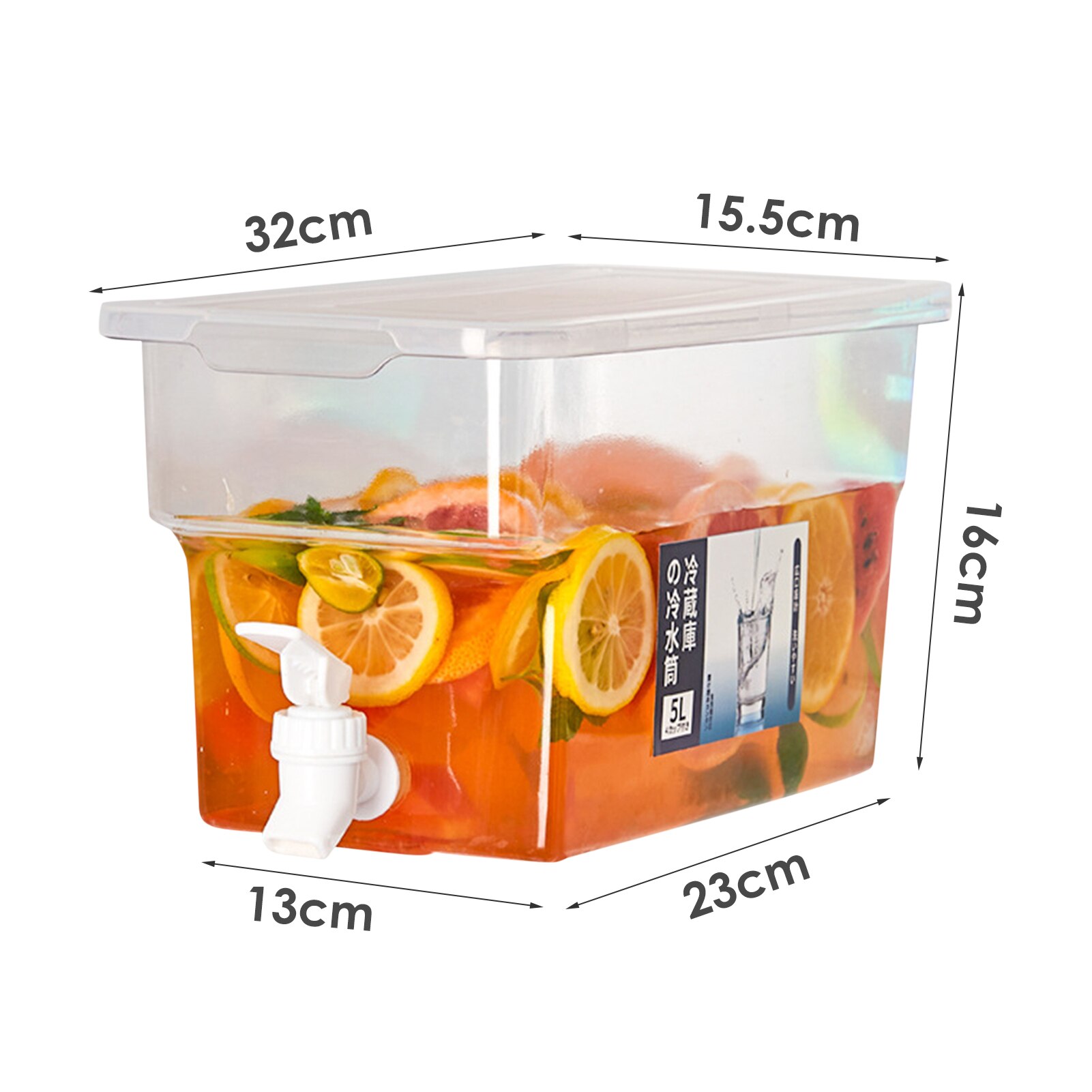 Large Refrigerator Cold Kettle With Faucet Lemonade Bottle Drinkware Kettle Pot Beverage Dispenser Cool Water Bucket Kitchen Box: 5L empty bottle